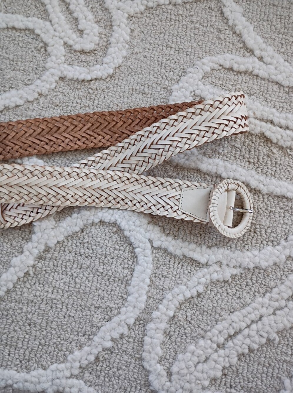 Banana Republic Braided Leather Belt in Cream